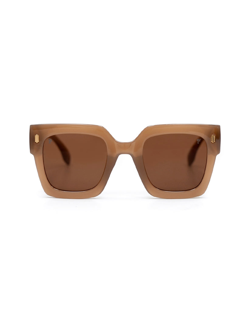 Gafas oversized cuadradas en policarbonato nude con protección UV 400