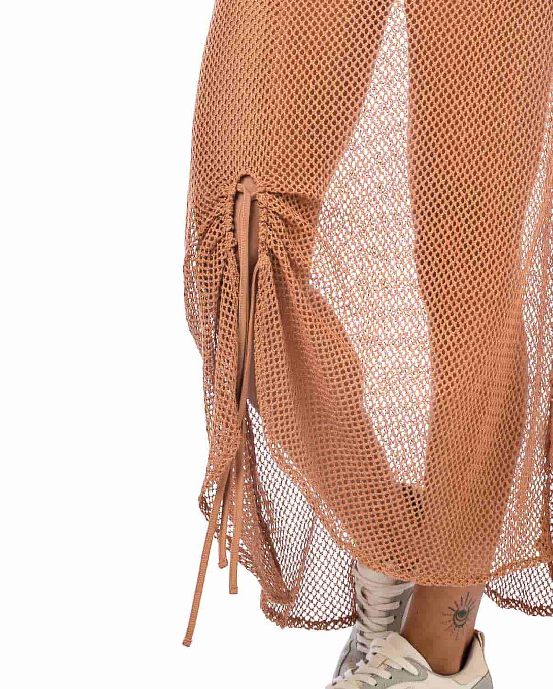 Falda larga para mujer en tela textil color cobre