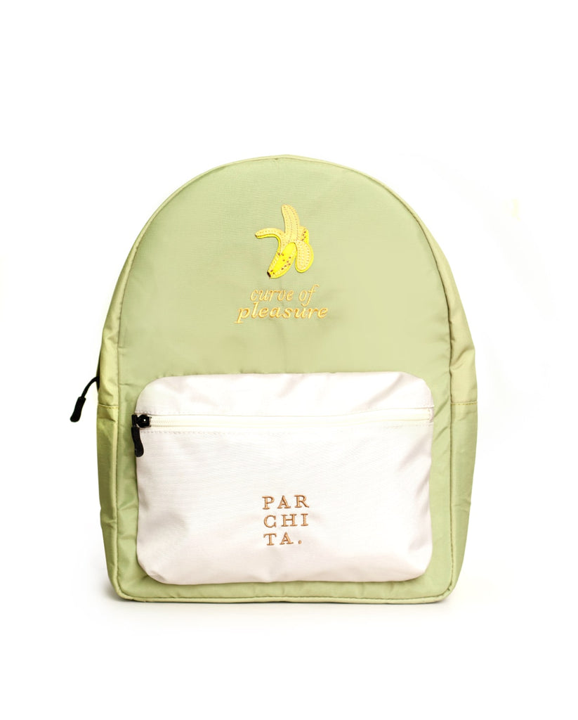 Morral Banana para mujer en Lona sublimada con cremallera y cargadera ajustable color Verde manzana x beige