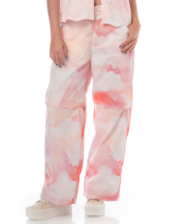 Pantalón para mujer en poliéster color rosado claro permite convertir en&nbsp;bermuda