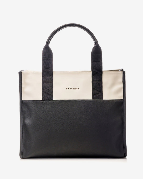 Bolso Shopping Clásico Negro x Crema